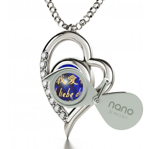 Silver I Love You Colorful Swarovski Necklace by Nano