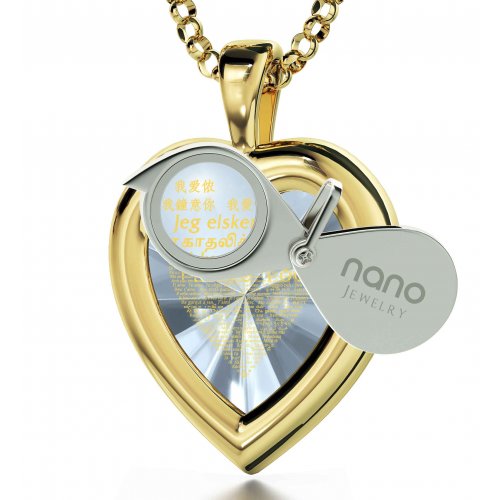 Silver I Love You Framed HeartSwarovski Necklace by Nano