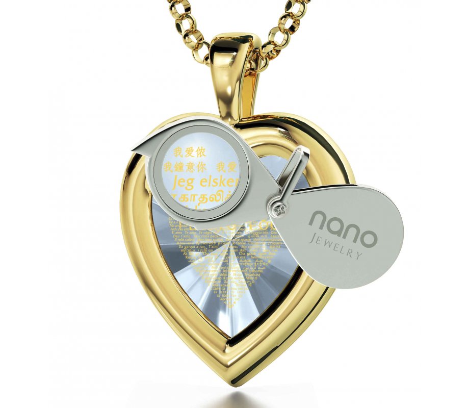 Silver I Love You Framed HeartSwarovski Necklace by Nano