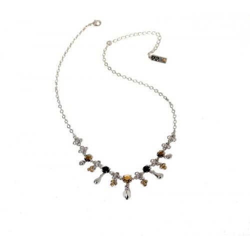 Silver Pendants Necklace, Semi Precious Gems, Flower Lace Collection - Amaro