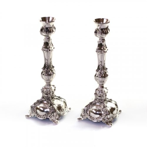 Silver Plated Decorative Candlesticks, Engraved Floral Design