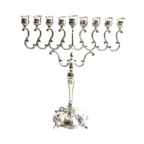 Silver Plated Hanukkah Menorah - Curling Branches Design