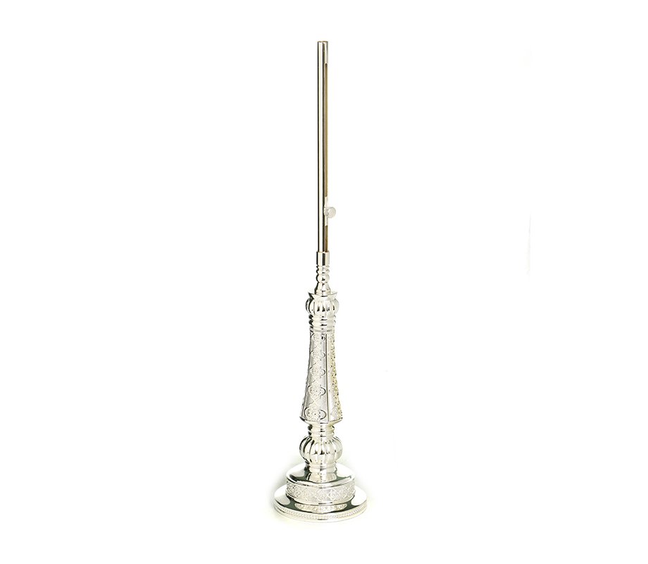 Silver Plated Tall Majestic Wand Shabbat Candle Lighter - Circle Design