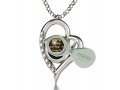 Silver Shema Star of David Heart Necklace by Nano - Black