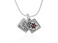 Silver Travelers Prayer and Garnet Star of David Pendant by Golan Studio