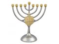 Silver and Gold Chanukah Menorah, Curved Branches with Dreidel Design - 7