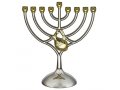 Silver and Gold Chanukah Menorah, Curved Branches with Small Jug Decoration - 7