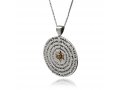 Silver and Gold Wheel Pendant Necklace, Hand Engraved Divine Names - HaAri Kabbalah