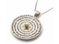 Silver and Gold Wheel Pendant Necklace, Hand Engraved Divine Names - HaAri Kabbalah