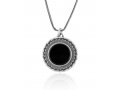 Silver and Onyx Ana Bekoach Pendant by Golan Studio