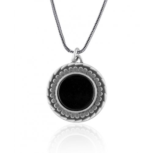 Silver and Onyx Ana Bekoach Pendant by Golan Studio