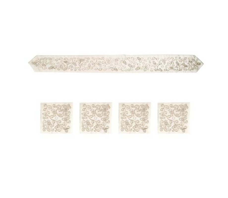 Silver on White Floral Design Yair Emanuel Atarah for Tallit