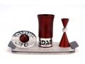 Silver-Brown Contemporary Aluminum Havdalah Set by Agayof