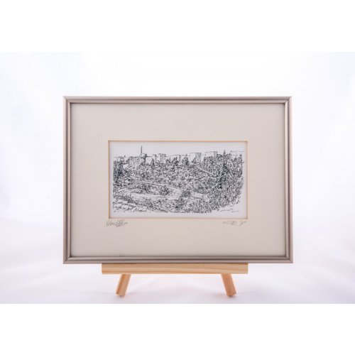 Sketch Print of Mount Zion, Jerusalem Walls and Tower of David - YehuditsArt