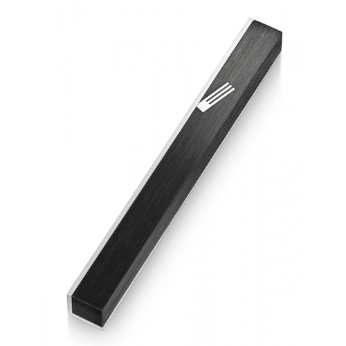 Slanting Shin Letter on Edge of Smooth Black Mezuzah Case by Adi Sidler