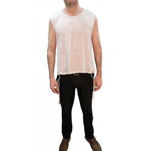 Sleeveless Undershirt with Tzitzit Attached Adult Size - White