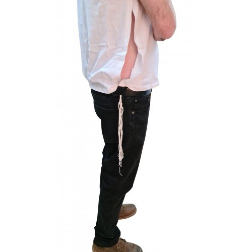Sleeveless Undershirt with Tzitzit Attached Adult Size - White