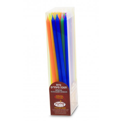 Slender Hanukkah Candles in Assorted Colors, Extra Long
