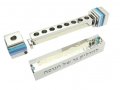 Sliding Compact Pocket Menorah with Blessing Words, Blue Stripes - Yair Emanuel