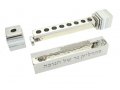 Sliding Compact Pocket Menorah with Blessing Words, Silver Stripes - Yair Emanuel