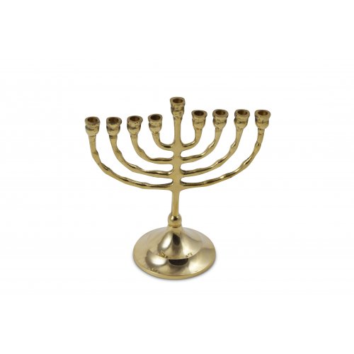Small Brass Hanukkah Menorah with Curving Branches, For Candles - 6 Inches