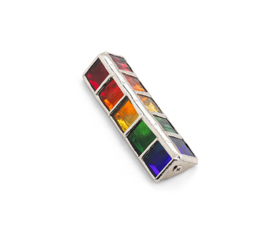 Small Glass Rainbow Tiles Design Israel Museum Metal Mezuzah Case