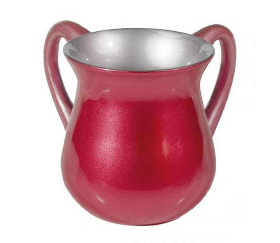 Small Maroon Aluminum Classic Netilat Yadayim Wash Cup - Yair Emanuel