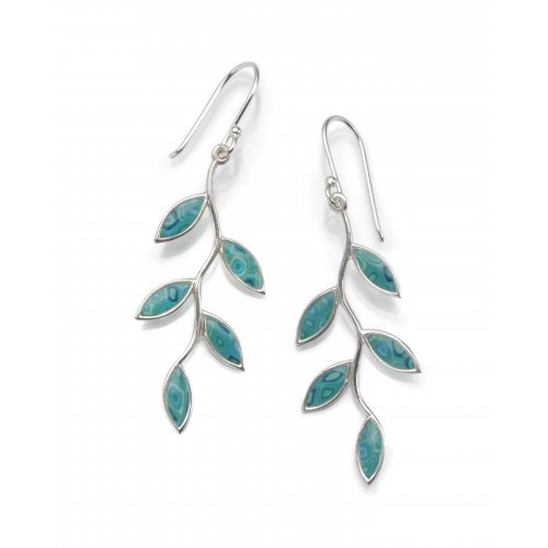 Small Olive Branch Earrings in Turquoise Color by Adina Plastelina