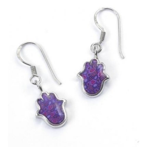 Small Purple Hamsa Earrings by Adina Plastelina