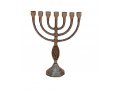 Small Seven Branch Menorah with Brass Antique Finish, Fish Design - 8 Height