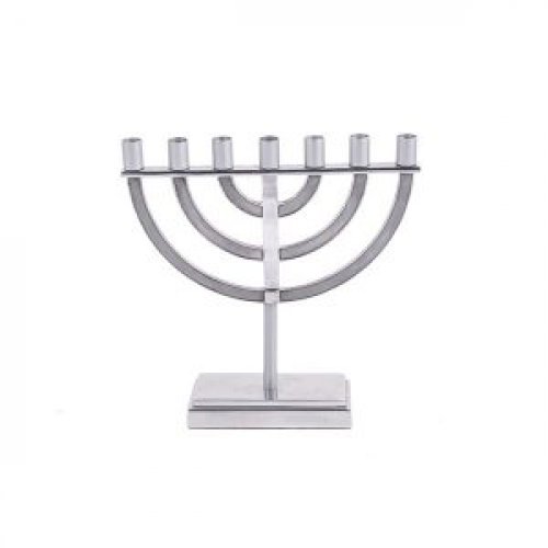 Small Seven-Branch Menorah, Matte Silver 5.9 Inches High - Yair Emanuel