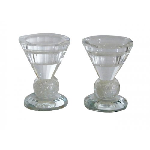 Small Shabbat Candlesticks - Bell Shaped with Crushed Glass