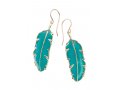 Small Turquoise Paradisaea Feather Earrings by Adina Plastelina