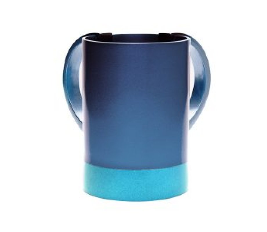 Small Two Tone Netilat Yadayim Wash Cup, Blue and Turquoise - Yair Emanuel