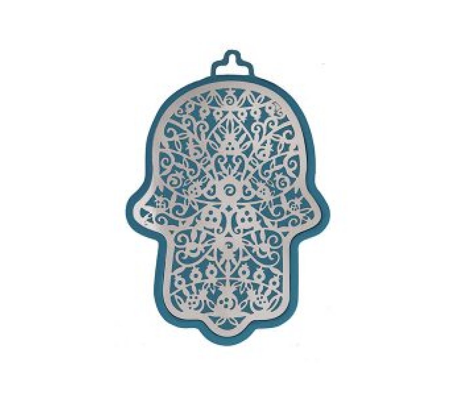 Small Wall Hamsa, Delicate Pomegranate Overlay in a Choice of Colors - Yair Emanuel
