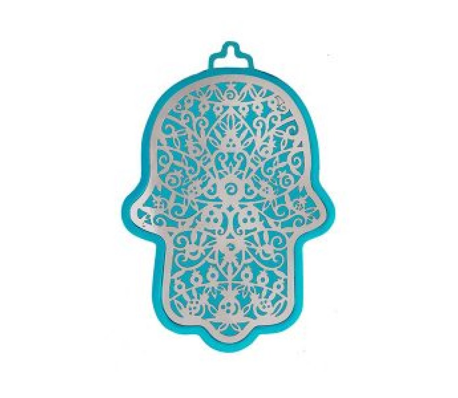 Small Wall Hamsa, Delicate Pomegranate Overlay in a Choice of Colors - Yair Emanuel