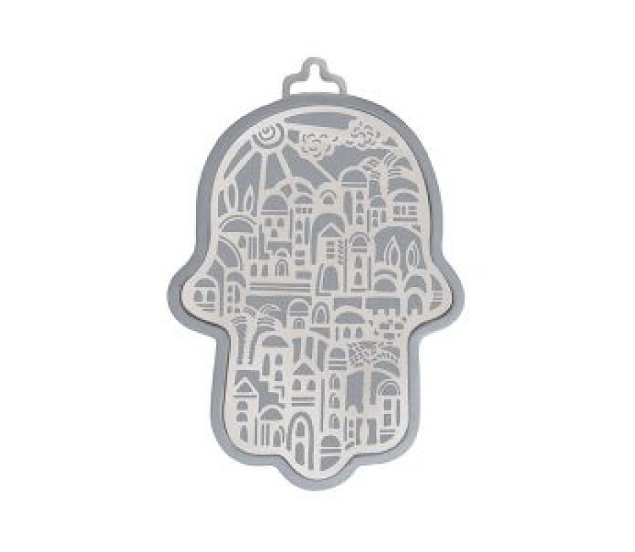 Small Wall Hamsa with a Delicate Jerusalem Overlay, Choice of Colors - Yair Emanuel