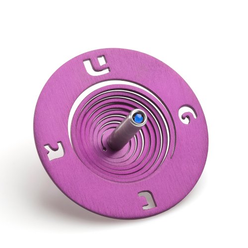 Spiral Coil Hanukkah Dreidel Brushed Aluminum, Purple - Adi Sidler