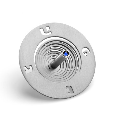 Spiral Coil Hanukkah Dreidel Brushed Aluminum, Silver - Adi Sidler