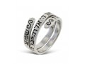 Spiral Wrap Ring with Engraved Hebrew Shema Yisrael Prayer - 925 Sterling Silver