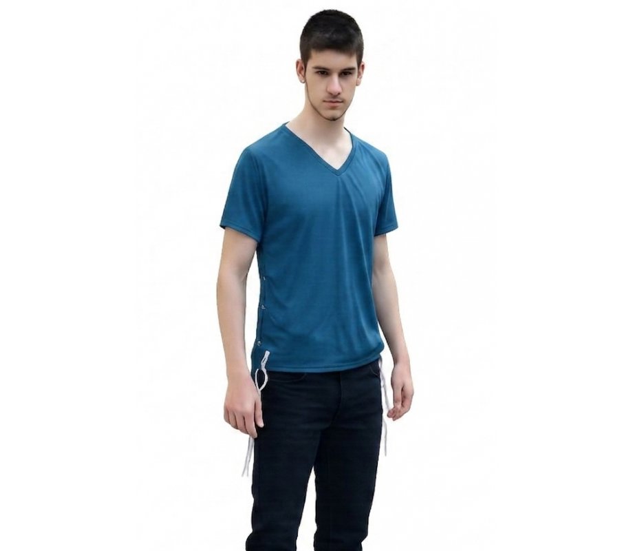 Sports T-Shirt with Tzitzit Adult Size - Denim Blue