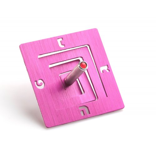 Square Spiral Hanukkah Dreidel Brushed Aluminum, Pink - Adi Sidler