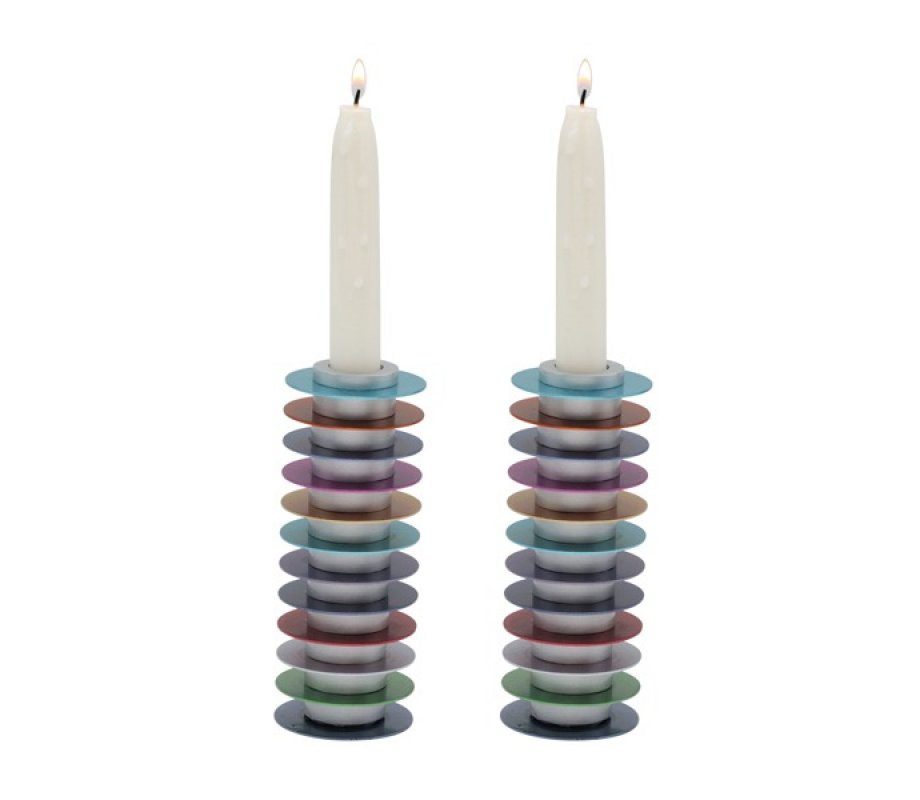Stacked Disc Style Candlesticks, Multicolor - Yair Emanuel,