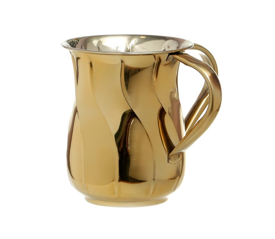 Stainless Stainless Steel Netilat Yadayim Wash Cup – Gold Wave