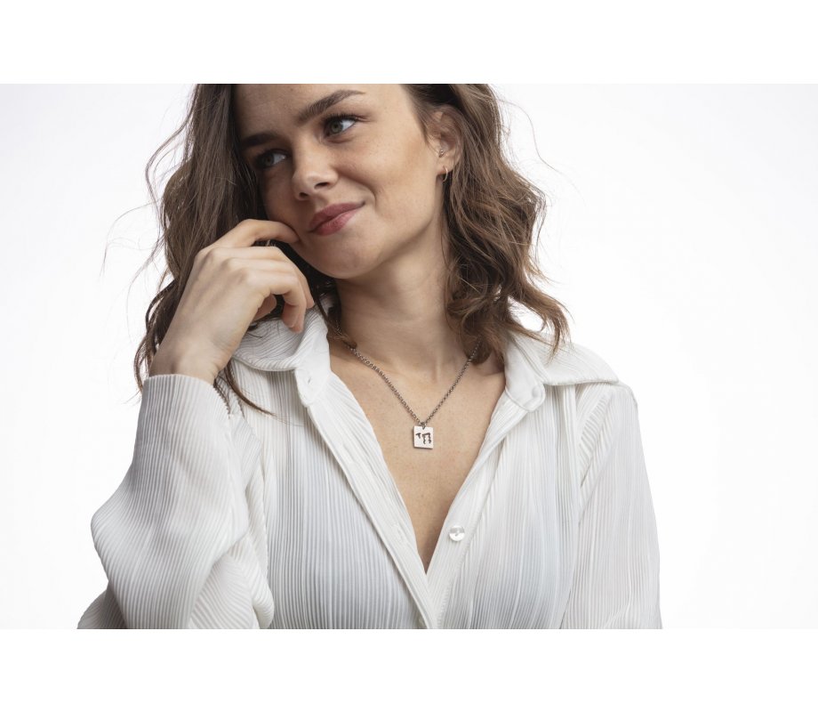 Stainless Steel Necklace - CHAI Pendant with Dancing Letters - Adi Sidler