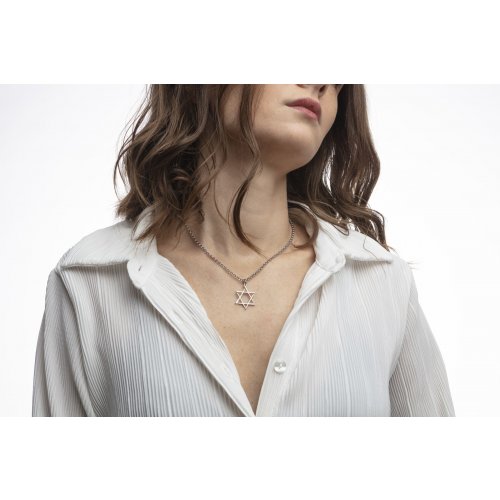 Stainless Steel Necklace, Star of David with Contemporary Touch - Adi Sidler