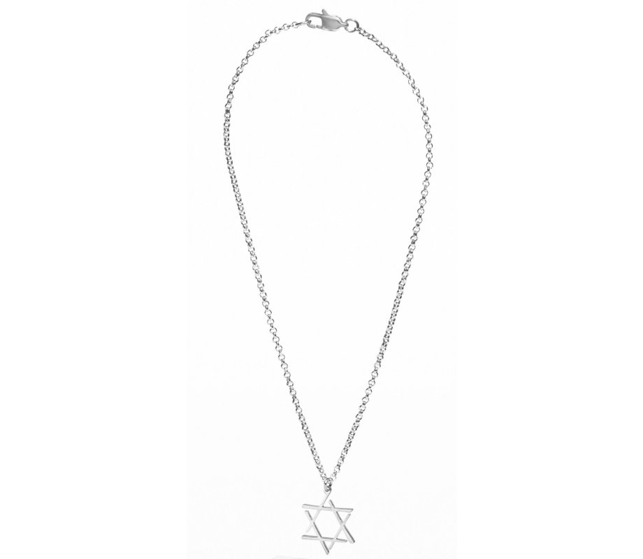 Stainless Steel Necklace, Star of David with Contemporary Touch - Adi Sidler