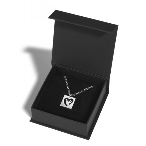 Stainless Steel Necklace with Cutout Heart within a Heart Pendant - Adi Sidler