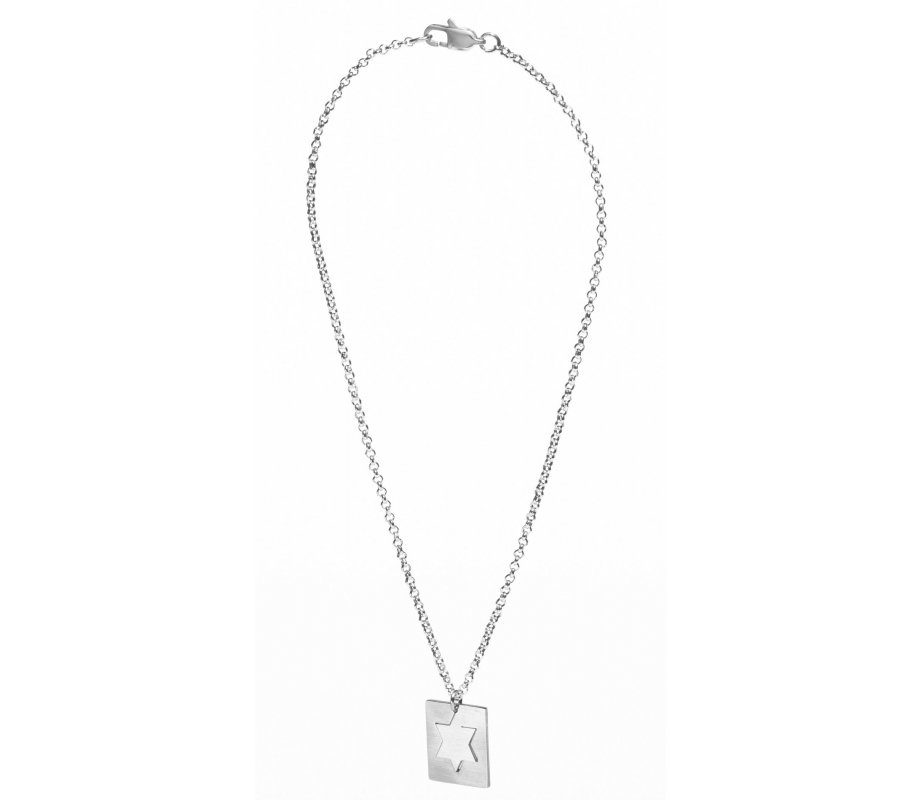 Stainless Steel Necklace with Cutout Star of David Pendant - Adi Sidler