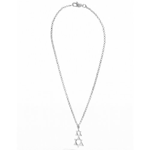 Stainless Steel Necklace with Double Star of David Pendant- Adi Sidler